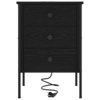 Nachtkastje 2 pcs Zwart eiken 42 x 41 x 61 cm Bewerkt hout - thumbnail