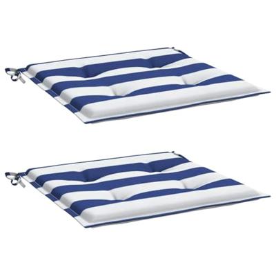 VidaXL Tuinstoelkussens 2 st gestreept 40x40x4 cm stof wit en blauw VidaXL Tuinstoelkussens 2 st gestreept 40x40x4 cm stof wit en blauw