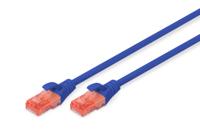 Digitus DK-1617-005/B RJ45 Netwerkkabel, patchkabel CAT 6 U/UTP 0.50 m Blauw Halogeenvrij, Verdraaide paren 1 stuk(s) - thumbnail