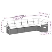 6-delige Loungeset met kussens poly rattan zwart - thumbnail