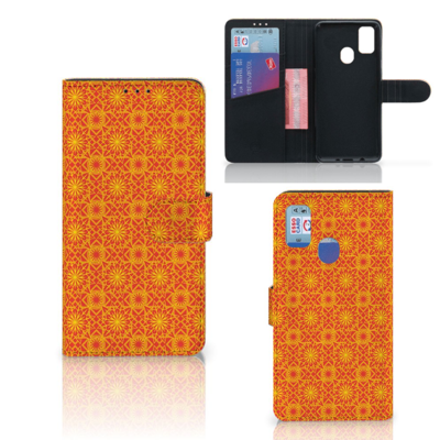 Samsung Galaxy M21 | M30s | Telefoon Hoesje | Batik Oranje | Portemonnee hoesje Samsung Galaxy M21 | M30s | Telefoon Hoesje | Batik Oranje | Portemonnee hoesje