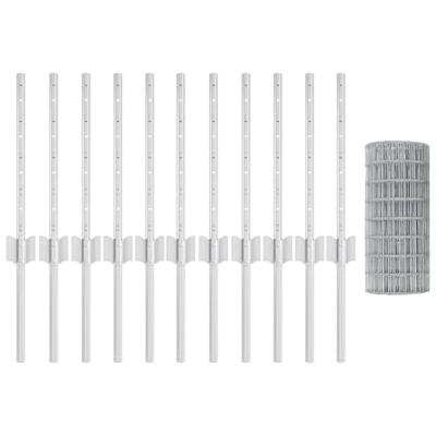 VidaXL Hek met paal zilver 0,4 x 25 m staal