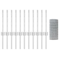 VidaXL Hek met paal zilver 0,4 x 25 m staal - thumbnail