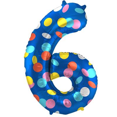 Folieballon &apos;6&apos; Kleurrijke Stippen
