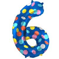 Folieballon &apos;6&apos; Kleurrijke Stippen - thumbnail