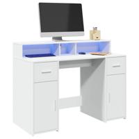 Bureau met LED-verlichting 120x55x91 cm bewerkt hout wit - thumbnail