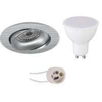 LED Inbouwspot Set GU10 - Mat Zilver - 6W Natuurlijk Wit 4200K - Kantelbaar - thumbnail