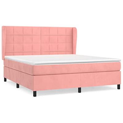 Boxspring met matras fluweel roze 160x200 cm