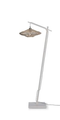 GOOD&MOJO Vloerlamp 'Zanzibar' Bamboe en rotan, 150cm, kleur Wit GOOD&MOJO Vloerlamp 'Zanzibar' Bamboe en rotan, 150cm, kleur Wit