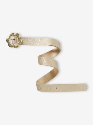 Gouden meisjesriem met bloemen iriserend beige Gouden meisjesriem met bloemen iriserend beige