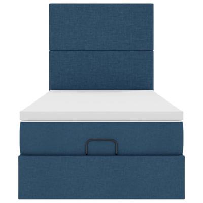 Ottoman bed met matras en LED's 80x200cm stof blauw
