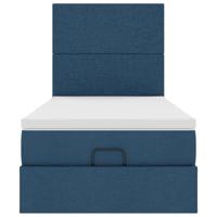Ottoman bed met matras en LED's 80x200cm stof blauw - thumbnail