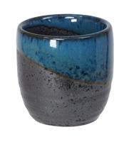 Blauw/Zwarte Keramische Sakekop - Handgemaakt - 4.5 x 4.5 cm - thumbnail
