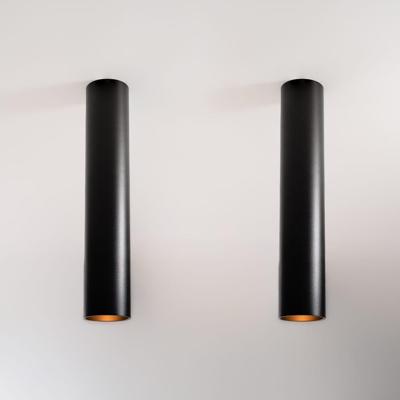 2x Canopus nero l by LUSENZ - Cilindervormige opbouwspot in met mat zwarte coating