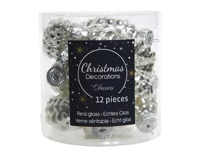 12 Glazen dennenappels 40 mm zilver KSD Decoris - Decoris 12 Glazen dennenappels 40 mm zilver KSD Decoris - Decoris