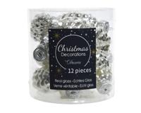 12 Glazen dennenappels 40 mm zilver KSD Decoris - Decoris - thumbnail