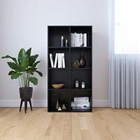 Boekenkast/dressoir 66x30x130 cm bewerkt hout zwart - thumbnail