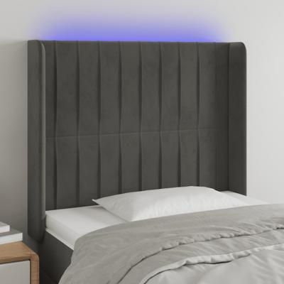 Hoofdbord LED 83x16x118/128 cm fluweel donkergrijs