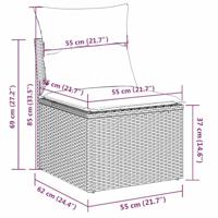 5-delige Loungeset met kussens poly rattan grijs - thumbnail