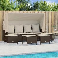 5-delige Loungeset met kussens poly rattan bruin - thumbnail