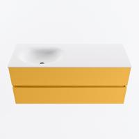 MONDIAZ VICA 120cm badmeubel onderkast Ocher 2 lades. Wastafel MOON links 1 kraangat, kleur Talc. - thumbnail