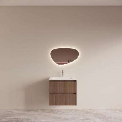 Badmeubelset BWS Riga Met Asia Wastafel Wit 60 cm Donker Eiken Japandi