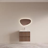 Badmeubelset BWS Riga Met Asia Wastafel Wit 60 cm Donker Eiken Japandi - thumbnail