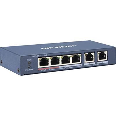 Hikvision DS-3E0106HP-E netwerk-switch Unmanaged Fast Ethernet (10/100) Power over Ethernet (PoE) Blauw