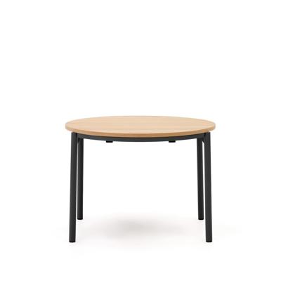 Kave Home Uitschuifbare Ronde Eettafel 'Montuiri' 90-170 x 90cm, kleur Naturel/Zwart Kave Home Uitschuifbare Ronde Eettafel 'Montuiri' 90-170 x 90cm, kleur Naturel/Zwart