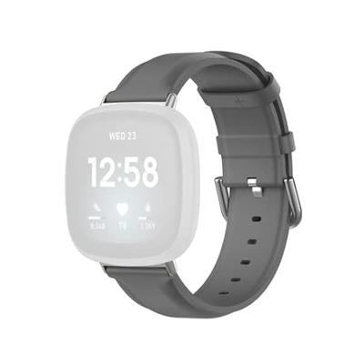 Fitbit Versa 3/4 & Sense 1/2 leren bandje - Donkergrijs Fitbit Versa 3/4 & Sense 1/2 leren bandje - Donkergrijs