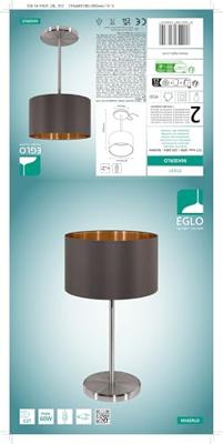 EGLO Maserlo tafellamp Cappuccino, Goud, Nikkel E27