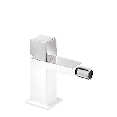 Bidetmengkraan Tres Cuadro Exclusive met Draaiknop Korte Uitloop 10 cm Chroom Wit