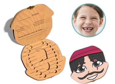 Tandendoosje met naam - Kapitein haak - Hout