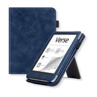 Lunso PocketBook Verse / Verse Pro / Verse Color hoes (6 inch) - Luxe Stand sleepcover - Donkerblauw - thumbnail