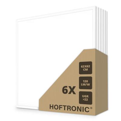 6x LED Paneel - 62 x 62 cm - 36 Watt - 4320lm (120lm/W) - 4000K neutraal wit - Flikkervrij - UGR22 - 50.000 branduren - Incl. Philips Certa Drive driver 6x LED Paneel - 62 x 62 cm - 36 Watt - 4320lm (120lm/W) - 4000K neutraal wit - Flikkervrij - UGR22 - 50.000 branduren - Incl. Philips Certa Drive driver