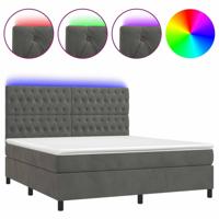 Boxspring met matras en LED fluweel donkergrijs 160x200 cm - thumbnail