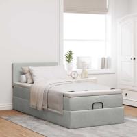 Ottoman bed met matras en LED's 90x200cm fluweel lichtgrijs - thumbnail