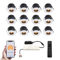 Set van 12 Olivia Smart LED Mini Inbouwspots - Veranda spots - 12V 3W 150lm - Dimbaar - Wifi & Bluetooth - 2700K - IP44 waterdicht - Wit - thumbnail