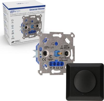 Professional Complete Dimmer voor alle dimbare (LED) lampen - Fase afsnijding aansnijding - Zwart