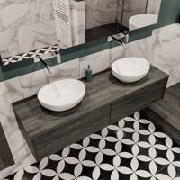 Mondiaz Lush Barco badmeubel eiken Dark brown 150 cm 2 lades mdf 2 waskommen beide zijden zonder kraangat - thumbnail