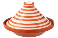 J-Line Tagine Granada Stripes Ceramic White|Orange - thumbnail