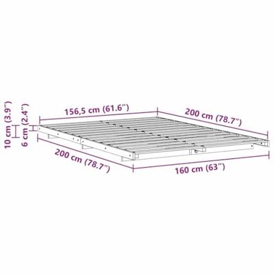 Bedframe Bruin 160 x 200 cm Massief grenenhout
