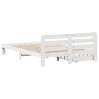 Bedframe zonder matras massief grenenhout wit 140x190 cm - thumbnail