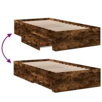 Bedframe met lades bewerkt hout gerookt eikenkleurig 75x190 cm - thumbnail