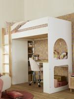 Mezzanine bed met bureau en opbergruimte COMBINID wit - thumbnail