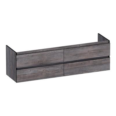 Brauer Joy Edge - Onderkast - 160 cm - met 4 Softclose Lades Greeploos en 2 Sifon Uitsparingen - Driftwood