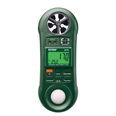 Extech 45170 Temperatuurmeter -100 - +1300 °C Sensortype K Multifunctionele 4-in-1 milieumeter Extech 45170 Temperatuurmeter -100 - +1300 °C Sensortype K Multifunctionele 4-in-1 milieumeter