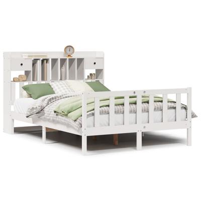 Bed met boekenkast zonder matras grenenhout wit 160x200 cm - thumbnail