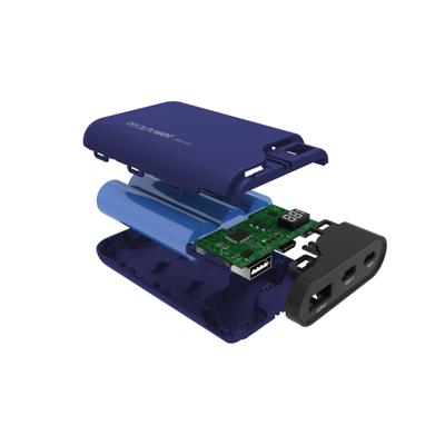 RealPower PB-7500C Powerbank 7500 mAh Li-ion USB, USB-C Navy-blauw Statusweergave RealPower PB-7500C Powerbank 7500 mAh Li-ion USB, USB-C Navy-blauw Statusweergave