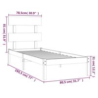 Bedframe massief hout 90x190 cm - thumbnail